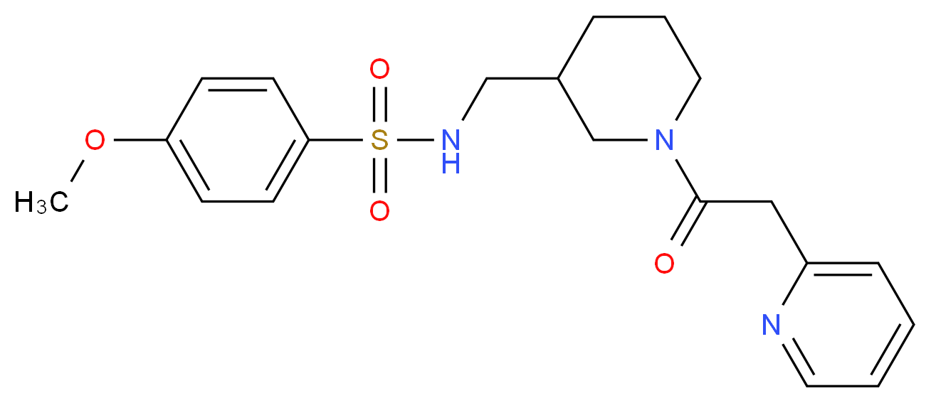 4-methoxy-N-{[1-(2-pyridinylacetyl)-3-piperidinyl]methyl}benzenesulfonamide_分子结构_CAS_)