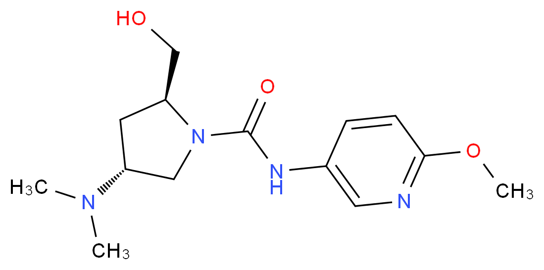 (2S,4R)-4-(dimethylamino)-2-(hydroxymethyl)-N-(6-methoxypyridin-3-yl)pyrrolidine-1-carboxamide_分子结构_CAS_)