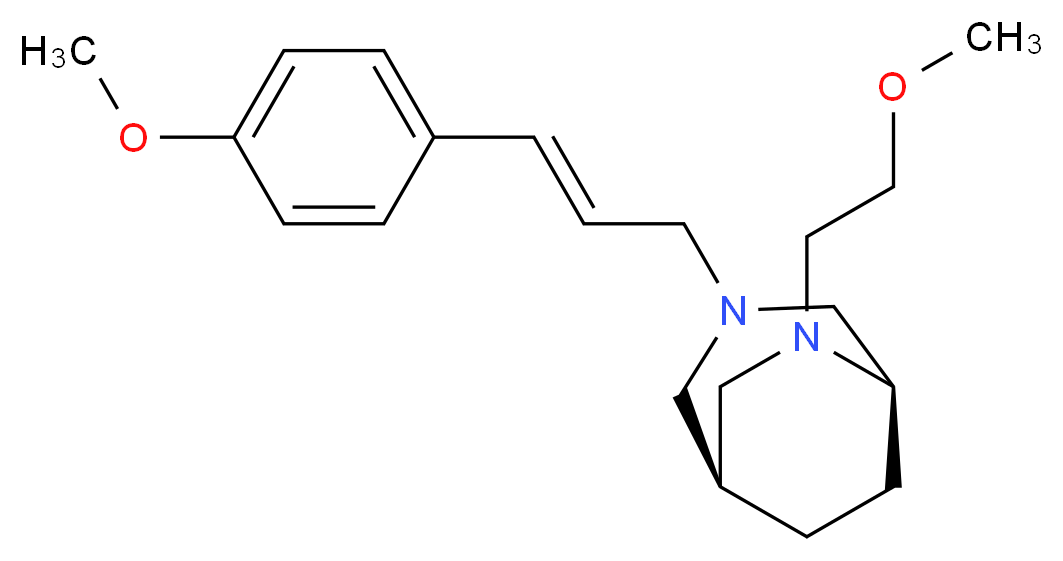 (1S*,5R*)-6-(2-methoxyethyl)-3-[(2E)-3-(4-methoxyphenyl)prop-2-en-1-yl]-3,6-diazabicyclo[3.2.2]nonane_分子结构_CAS_)