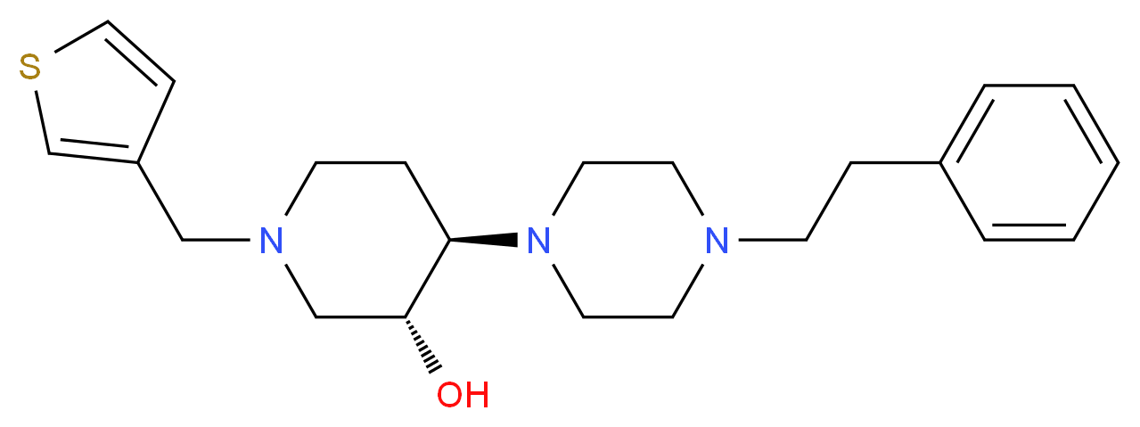 (3R*,4R*)-4-[4-(2-phenylethyl)-1-piperazinyl]-1-(3-thienylmethyl)-3-piperidinol_分子结构_CAS_)