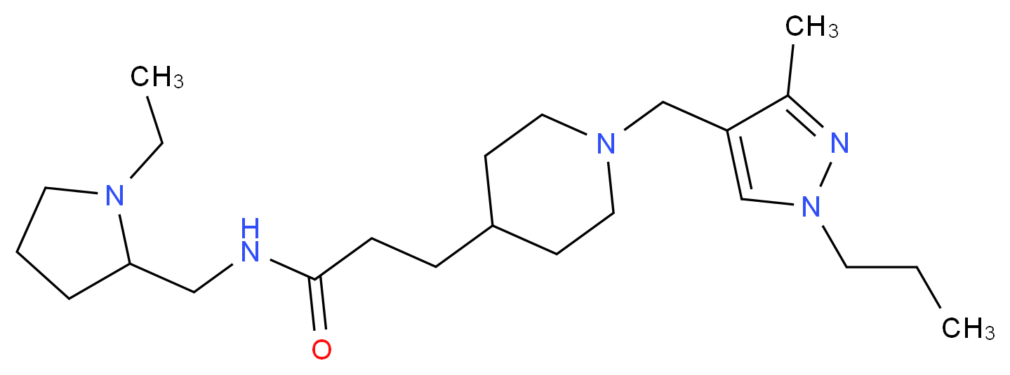 N-[(1-ethyl-2-pyrrolidinyl)methyl]-3-{1-[(3-methyl-1-propyl-1H-pyrazol-4-yl)methyl]-4-piperidinyl}propanamide_分子结构_CAS_)