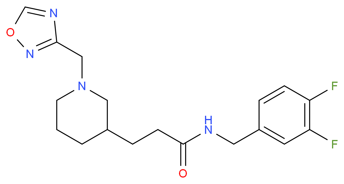 N-(3,4-difluorobenzyl)-3-[1-(1,2,4-oxadiazol-3-ylmethyl)piperidin-3-yl]propanamide_分子结构_CAS_)