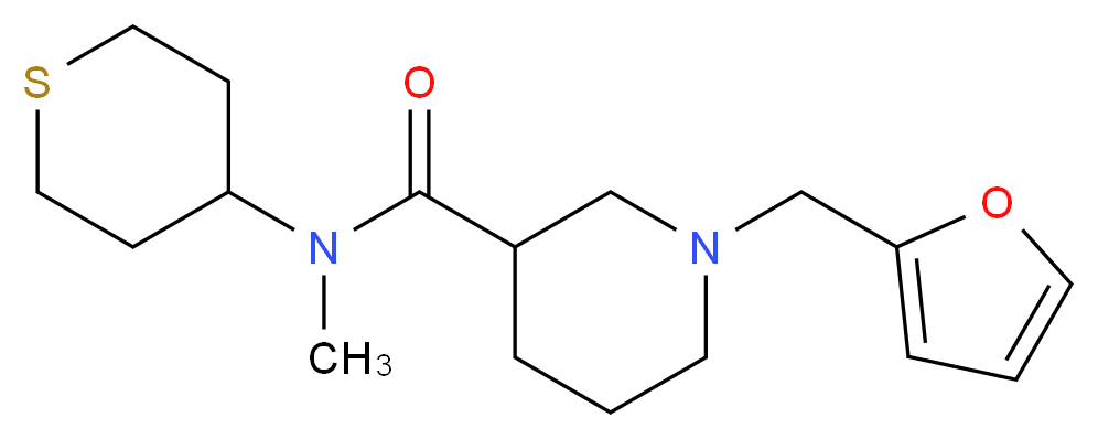1-(2-furylmethyl)-N-methyl-N-(tetrahydro-2H-thiopyran-4-yl)-3-piperidinecarboxamide_分子结构_CAS_)
