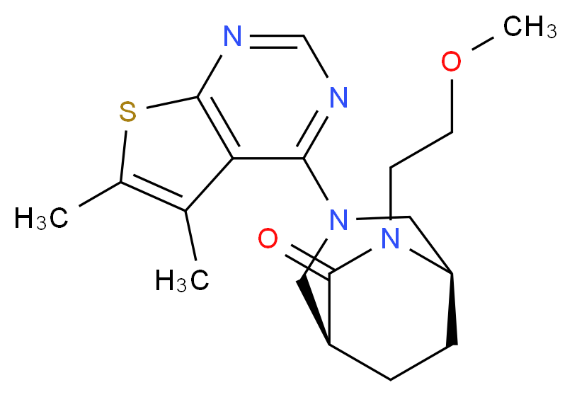 (1S*,5R*)-3-(5,6-dimethylthieno[2,3-d]pyrimidin-4-yl)-6-(2-methoxyethyl)-3,6-diazabicyclo[3.2.2]nonan-7-one_分子结构_CAS_)