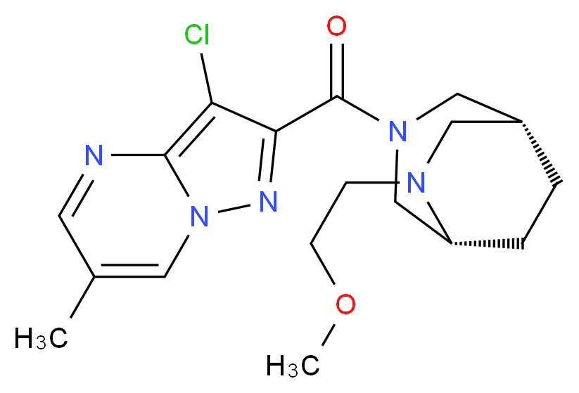 3-chloro-2-{[(1R*,5R*)-6-(2-methoxyethyl)-3,6-diazabicyclo[3.2.2]non-3-yl]carbonyl}-6-methylpyrazolo[1,5-a]pyrimidine_分子结构_CAS_)