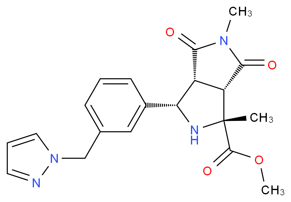 methyl (1R*,3S*,3aR*,6aS*)-1,5-dimethyl-4,6-dioxo-3-[3-(1H-pyrazol-1-ylmethyl)phenyl]octahydropyrrolo[3,4-c]pyrrole-1-carboxylate_分子结构_CAS_)