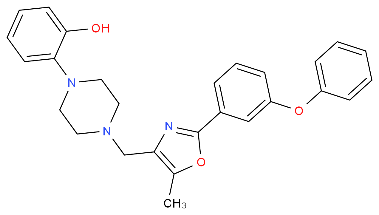 2-(4-{[5-methyl-2-(3-phenoxyphenyl)-1,3-oxazol-4-yl]methyl}-1-piperazinyl)phenol_分子结构_CAS_)