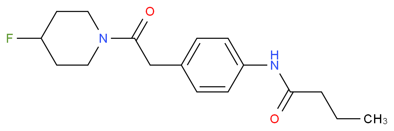N-{4-[2-(4-fluoropiperidin-1-yl)-2-oxoethyl]phenyl}butanamide_分子结构_CAS_)