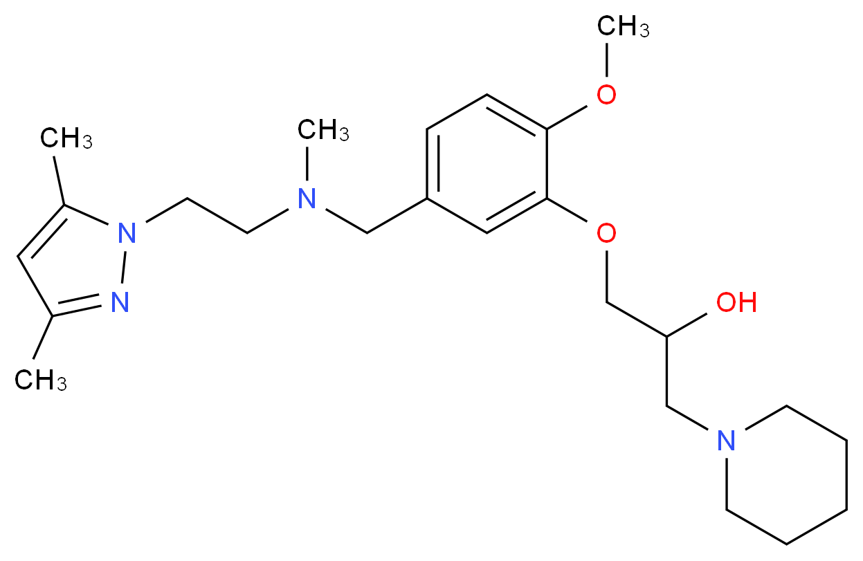 1-(5-{[[2-(3,5-dimethyl-1H-pyrazol-1-yl)ethyl](methyl)amino]methyl}-2-methoxyphenoxy)-3-(1-piperidinyl)-2-propanol_分子结构_CAS_)