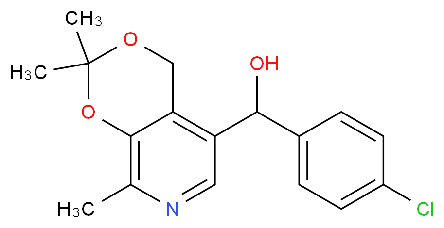 (4-chlorophenyl)({2,2,8-trimethyl-2H,4H-[1,3]dioxino[4,5-c]pyridin-5-yl})methanol_分子结构_CAS_133545-64-9