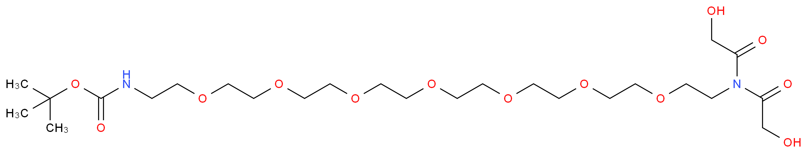 tert-butyl N-{23-[2-hydroxy-N-(2-hydroxyacetyl)acetamido]-3,6,9,12,15,18,21-heptaoxatricosan-1-yl}carbamate_分子结构_CAS_600141-83-1
