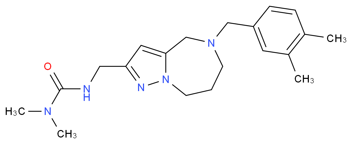 N'-{[5-(3,4-dimethylbenzyl)-5,6,7,8-tetrahydro-4H-pyrazolo[1,5-a][1,4]diazepin-2-yl]methyl}-N,N-dimethylurea_分子结构_CAS_)