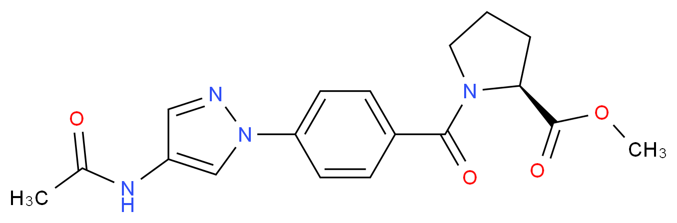 methyl 1-{4-[4-(acetylamino)-1H-pyrazol-1-yl]benzoyl}-L-prolinate_分子结构_CAS_)