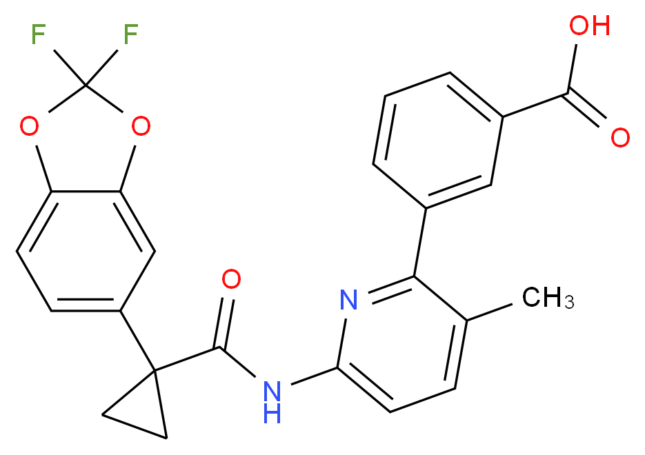 3-(6-{[1-(2,2-Difluorobenzo[1,3]dioxol-5-yl)cyclopropanecarbonyl]-amino}-3-methyl-pyridin-2-yl)benzoic acid_分子结构_CAS_936727-05-8)