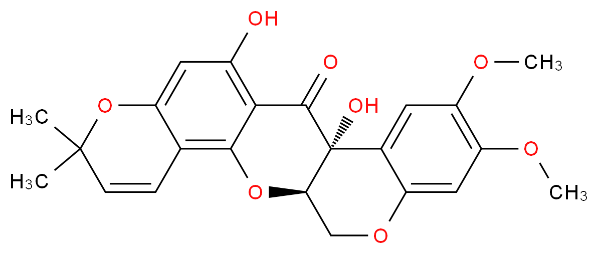 (1R,14R)-11,14-dihydroxy-17,18-dimethoxy-7,7-dimethyl-2,8,21-trioxapentacyclo[12.8.0.0<sup>3</sup>,<sup>1</sup><sup>2</sup>.0<sup>4</sup>,<sup>9</sup>.0<sup>1</sup><sup>5</sup>,<sup>2</sup><sup>0</sup>]docosa-3,5,9,11,15,17,19-heptaen-13-one_分子结构_CAS_72458-85-6