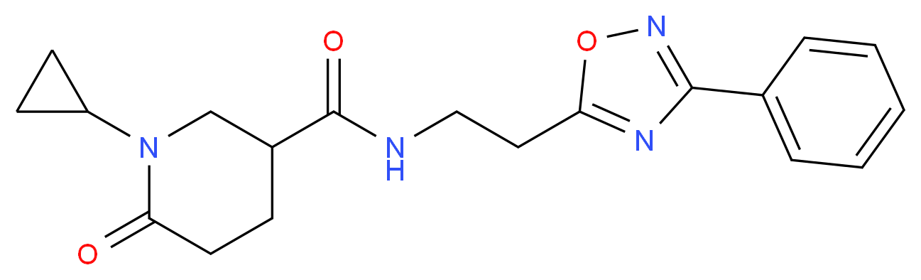 1-cyclopropyl-6-oxo-N-[2-(3-phenyl-1,2,4-oxadiazol-5-yl)ethyl]-3-piperidinecarboxamide_分子结构_CAS_)