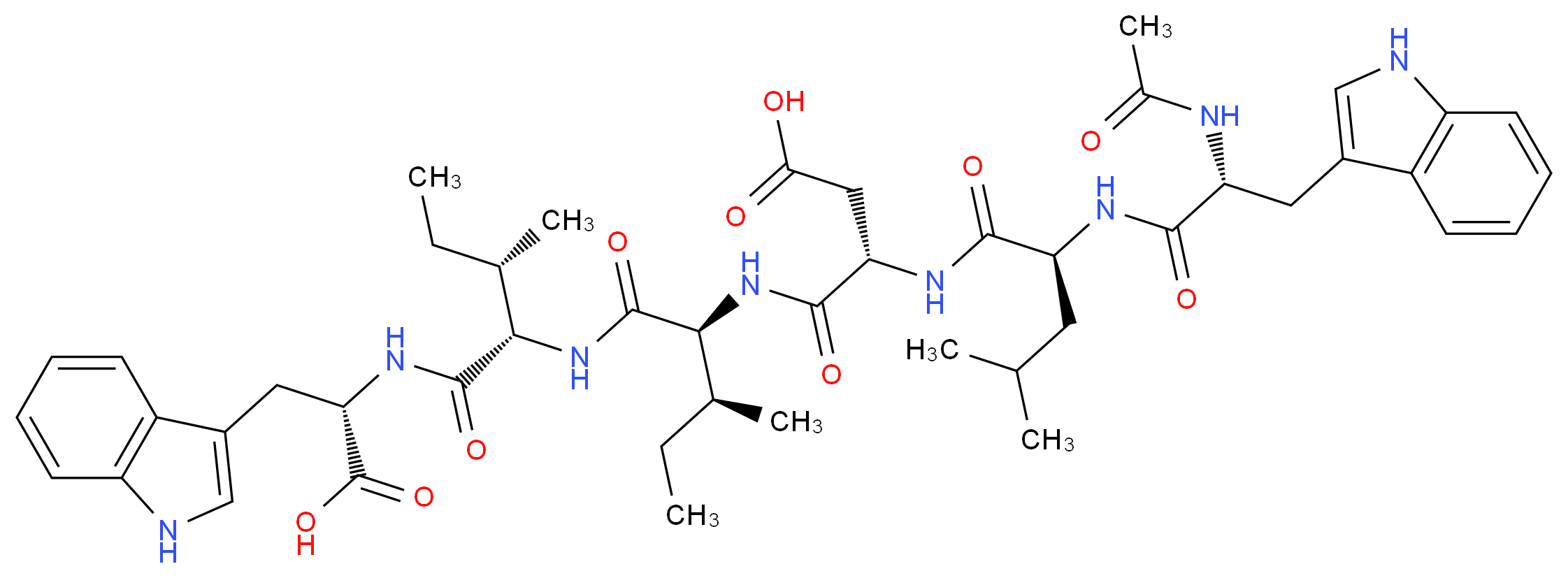 (3S)-3-{[(1S,2S)-1-{[(1S,2S)-1-{[(1S)-1-carboxy-2-(1H-indol-3-yl)ethyl]carbamoyl}-2-methylbutyl]carbamoyl}-2-methylbutyl]carbamoyl}-3-[(2S)-2-[(2R)-2-acetamido-3-(1H-indol-3-yl)propanamido]-4-methylpentanamido]propanoic acid_分子结构_CAS_143037-33-6