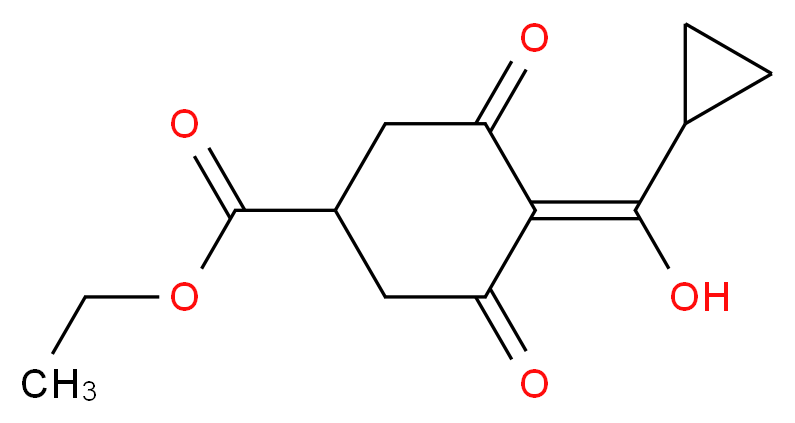 ethyl 4-[cyclopropyl(hydroxy)methylidene]-3,5-dioxocyclohexane-1-carboxylate_分子结构_CAS_95266-40-3