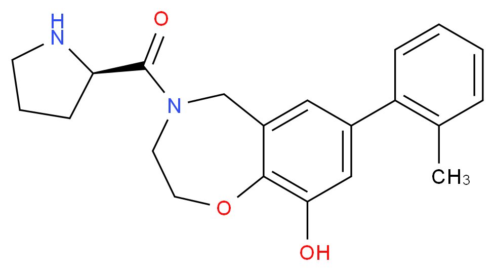 7-(2-methylphenyl)-4-[(2R)-pyrrolidin-2-ylcarbonyl]-2,3,4,5-tetrahydro-1,4-benzoxazepin-9-ol_分子结构_CAS_)