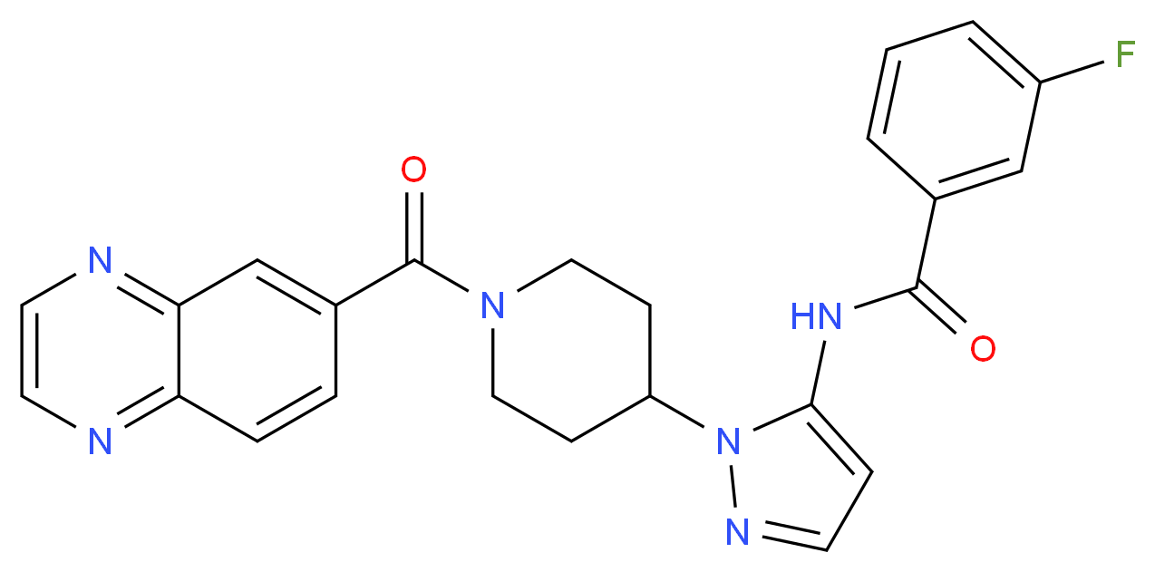 3-fluoro-N-{1-[1-(6-quinoxalinylcarbonyl)-4-piperidinyl]-1H-pyrazol-5-yl}benzamide_分子结构_CAS_)