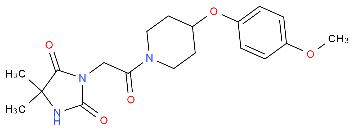 3-{2-[4-(4-methoxyphenoxy)-1-piperidinyl]-2-oxoethyl}-5,5-dimethyl-2,4-imidazolidinedione_分子结构_CAS_)
