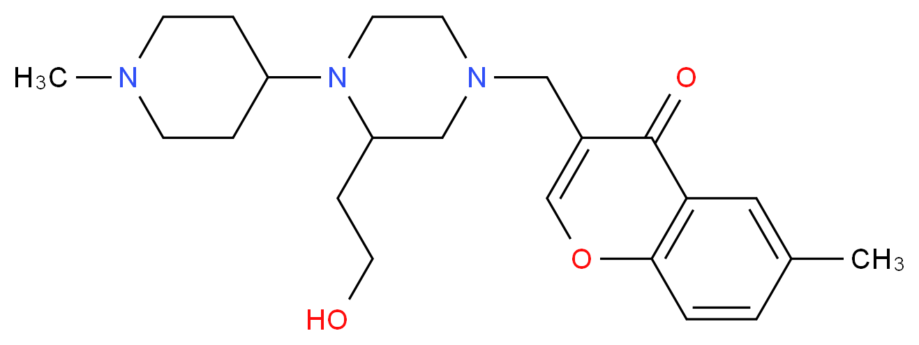 3-{[3-(2-hydroxyethyl)-4-(1-methyl-4-piperidinyl)-1-piperazinyl]methyl}-6-methyl-4H-chromen-4-one_分子结构_CAS_)