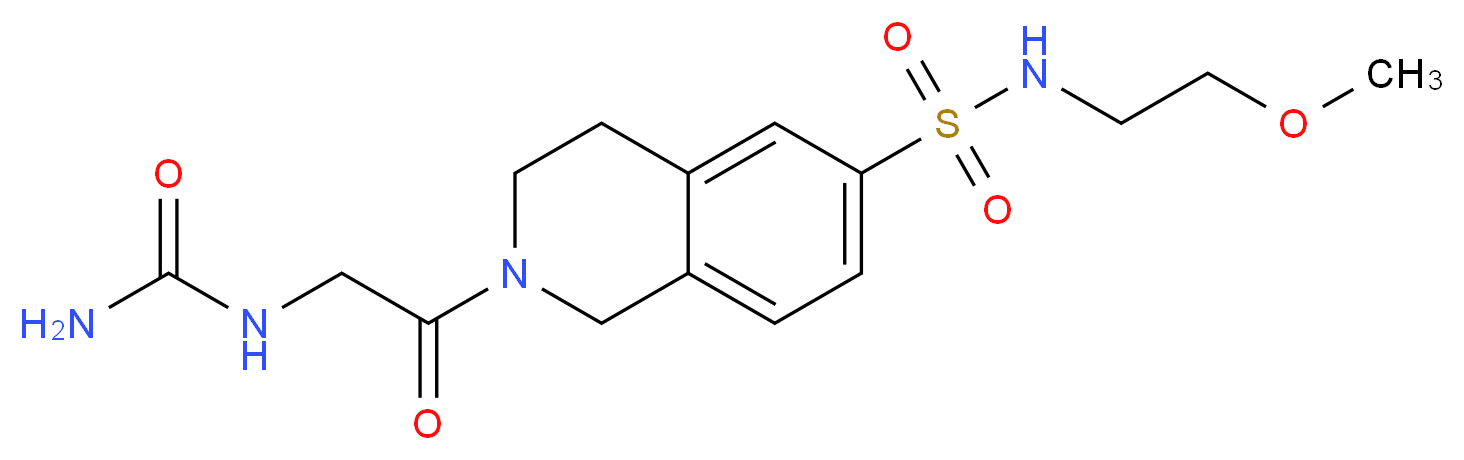 2-[N-(aminocarbonyl)glycyl]-N-(2-methoxyethyl)-1,2,3,4-tetrahydroisoquinoline-6-sulfonamide_分子结构_CAS_)