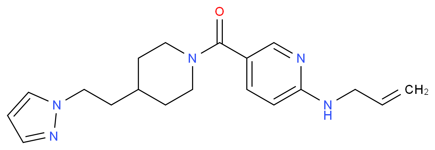 N-allyl-5-({4-[2-(1H-pyrazol-1-yl)ethyl]-1-piperidinyl}carbonyl)-2-pyridinamine_分子结构_CAS_)