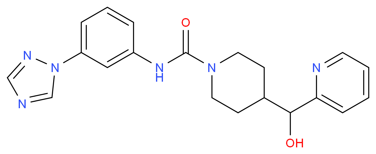 4-[hydroxy(pyridin-2-yl)methyl]-N-[3-(1H-1,2,4-triazol-1-yl)phenyl]piperidine-1-carboxamide_分子结构_CAS_)