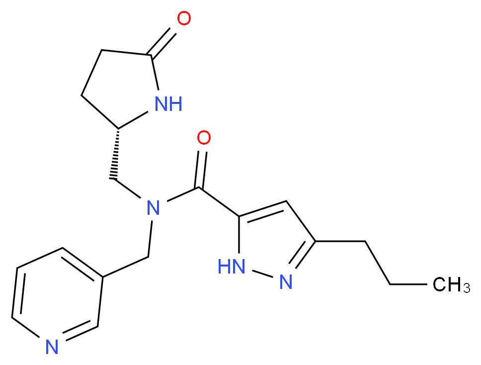 N-{[(2S)-5-oxo-2-pyrrolidinyl]methyl}-3-propyl-N-(3-pyridinylmethyl)-1H-pyrazole-5-carboxamide_分子结构_CAS_)