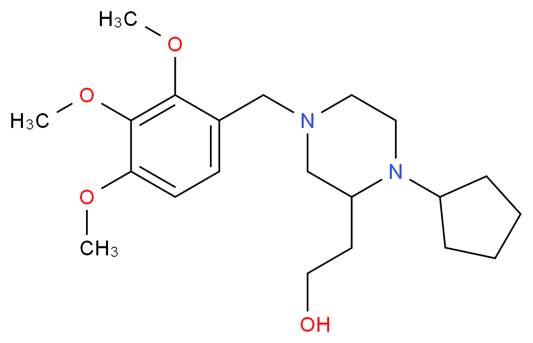 2-[1-cyclopentyl-4-(2,3,4-trimethoxybenzyl)-2-piperazinyl]ethanol_分子结构_CAS_)