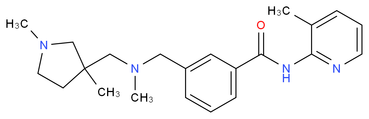 3-{[[(1,3-dimethylpyrrolidin-3-yl)methyl](methyl)amino]methyl}-N-(3-methylpyridin-2-yl)benzamide_分子结构_CAS_)