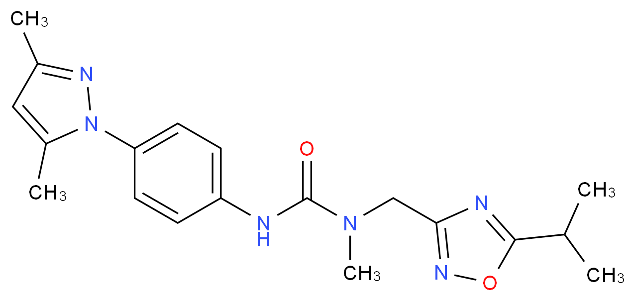 N'-[4-(3,5-dimethyl-1H-pyrazol-1-yl)phenyl]-N-[(5-isopropyl-1,2,4-oxadiazol-3-yl)methyl]-N-methylurea_分子结构_CAS_)