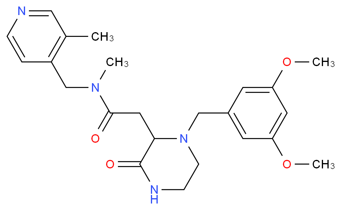 2-[1-(3,5-dimethoxybenzyl)-3-oxo-2-piperazinyl]-N-methyl-N-[(3-methyl-4-pyridinyl)methyl]acetamide_分子结构_CAS_)