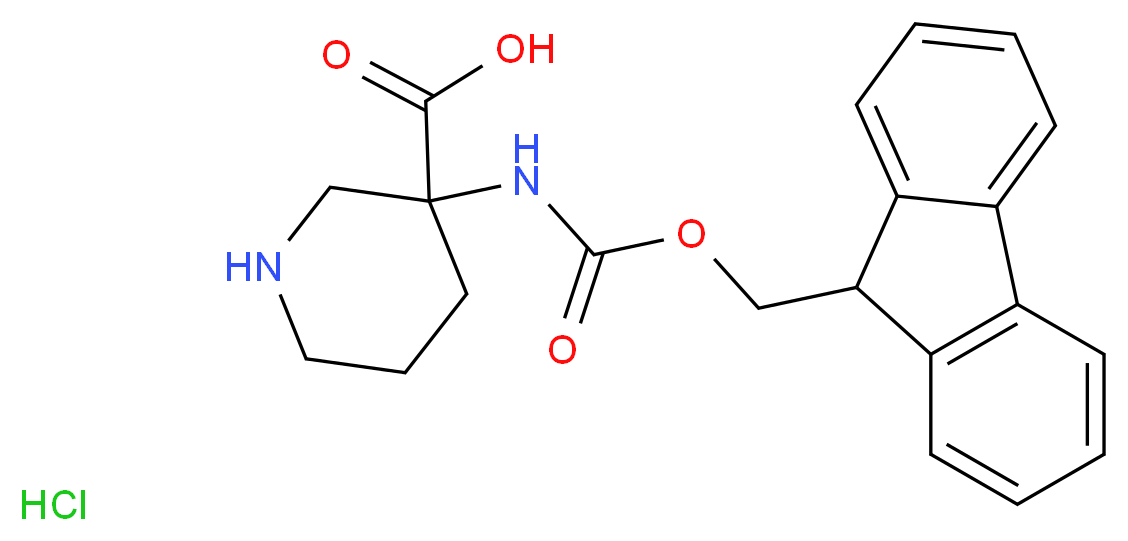 3-(9H-FLUOREN-9-YLMETHOXYCARBONYLAMINO)-PIPERIDINE-3-CARBOXYLIC ACID HYDROCHLORIDE_分子结构_CAS_)