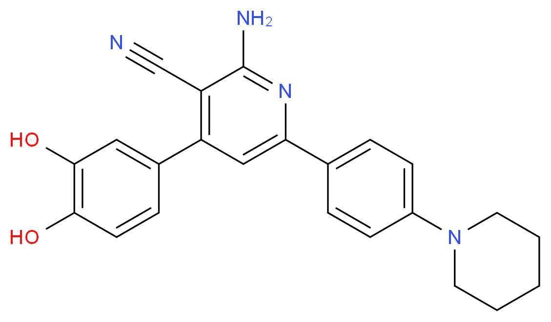 2-amino-4-(3,4-dihydroxyphenyl)-6-(4-piperidin-1-ylphenyl)nicotinonitrile_分子结构_CAS_)