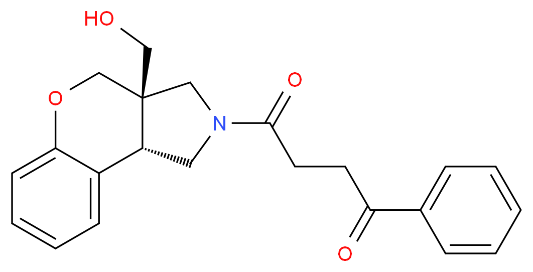 4-[(3aS*,9bS*)-3a-(hydroxymethyl)-1,3a,4,9b-tetrahydrochromeno[3,4-c]pyrrol-2(3H)-yl]-4-oxo-1-phenylbutan-1-one_分子结构_CAS_)