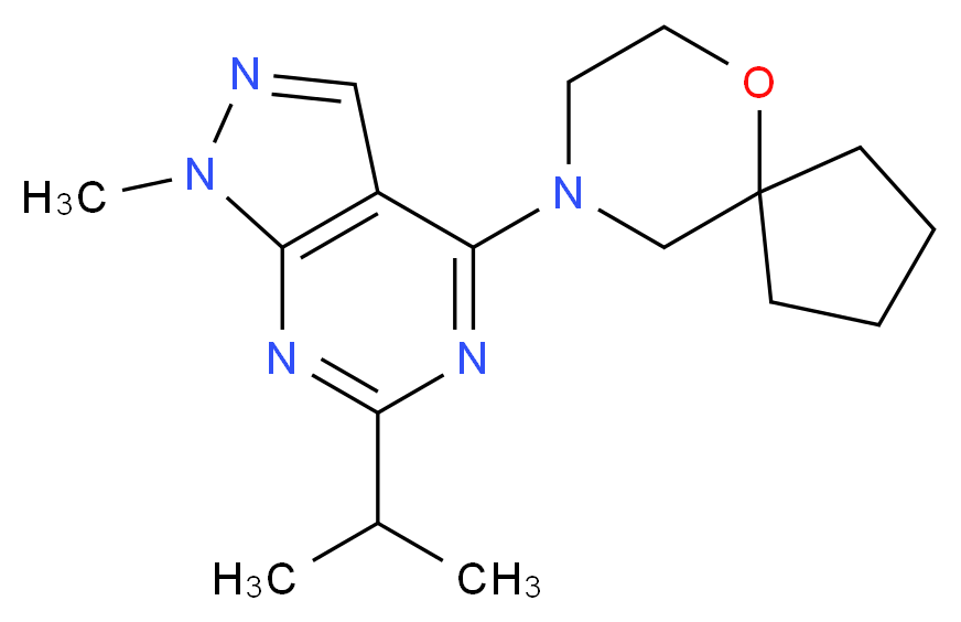 9-(6-isopropyl-1-methyl-1H-pyrazolo[3,4-d]pyrimidin-4-yl)-6-oxa-9-azaspiro[4.5]decane_分子结构_CAS_)