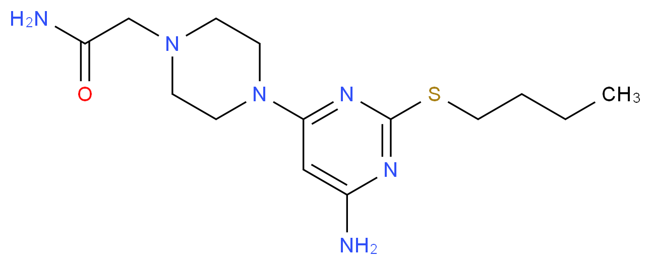 2-{4-[6-amino-2-(butylthio)pyrimidin-4-yl]piperazin-1-yl}acetamide_分子结构_CAS_)