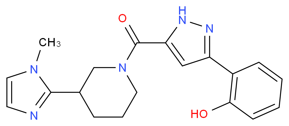 2-(5-{[3-(1-methyl-1H-imidazol-2-yl)-1-piperidinyl]carbonyl}-1H-pyrazol-3-yl)phenol_分子结构_CAS_)