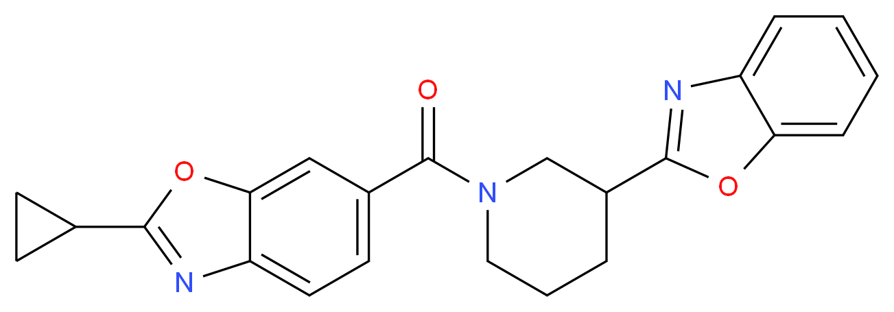 6-{[3-(1,3-benzoxazol-2-yl)-1-piperidinyl]carbonyl}-2-cyclopropyl-1,3-benzoxazole_分子结构_CAS_)