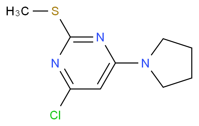 4-chloro-2-(methylsulfanyl)-6-(pyrrolidin-1-yl)pyrimidine_分子结构_CAS_339017-59-3