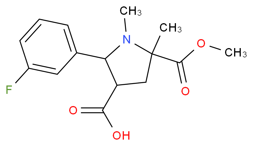 2-(3-Fluorophenyl)-5-(methoxycarbonyl)-1,5-dimethyl-3-pyrrolidinecarboxylic acid_分子结构_CAS_)
