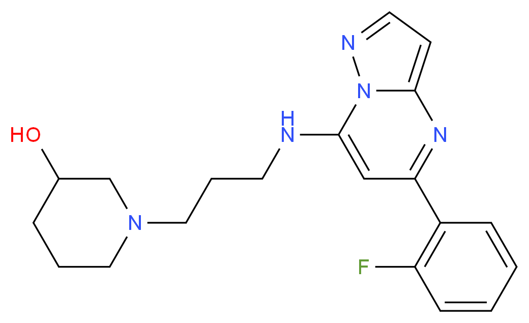 1-(3-{[5-(2-fluorophenyl)pyrazolo[1,5-a]pyrimidin-7-yl]amino}propyl)-3-piperidinol_分子结构_CAS_)