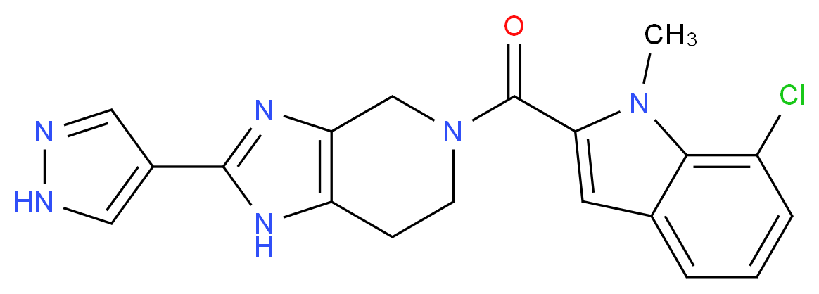 5-[(7-chloro-1-methyl-1H-indol-2-yl)carbonyl]-2-(1H-pyrazol-4-yl)-4,5,6,7-tetrahydro-1H-imidazo[4,5-c]pyridine_分子结构_CAS_)