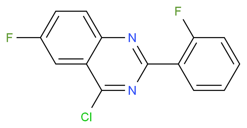 4-chloro-6-fluoro-2-(2-fluorophenyl)quinazoline_分子结构_CAS_885277-47-4