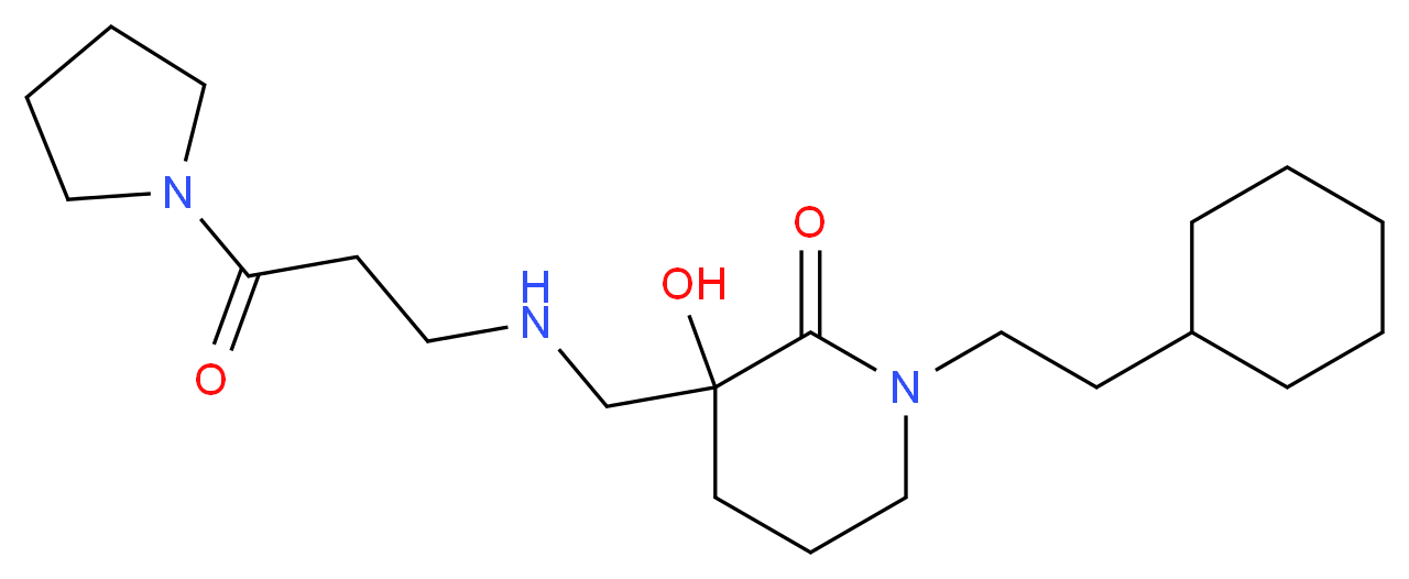 1-(2-cyclohexylethyl)-3-hydroxy-3-{[(3-oxo-3-pyrrolidin-1-ylpropyl)amino]methyl}piperidin-2-one (non-preferred name)_分子结构_CAS_)