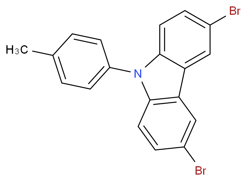 3,6-dibromo-9-(4-methylphenyl)-9h-carbazole_分子结构_CAS_357437-74-2)