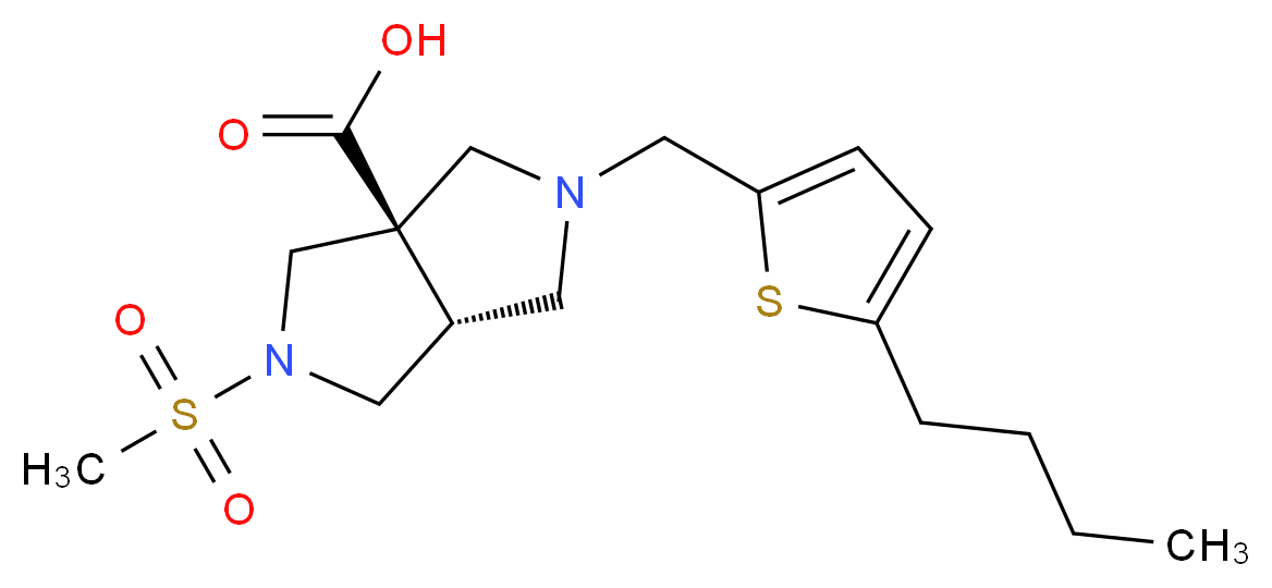 (3aR*,6aR*)-2-[(5-butyl-2-thienyl)methyl]-5-(methylsulfonyl)hexahydropyrrolo[3,4-c]pyrrole-3a(1H)-carboxylic acid_分子结构_CAS_)