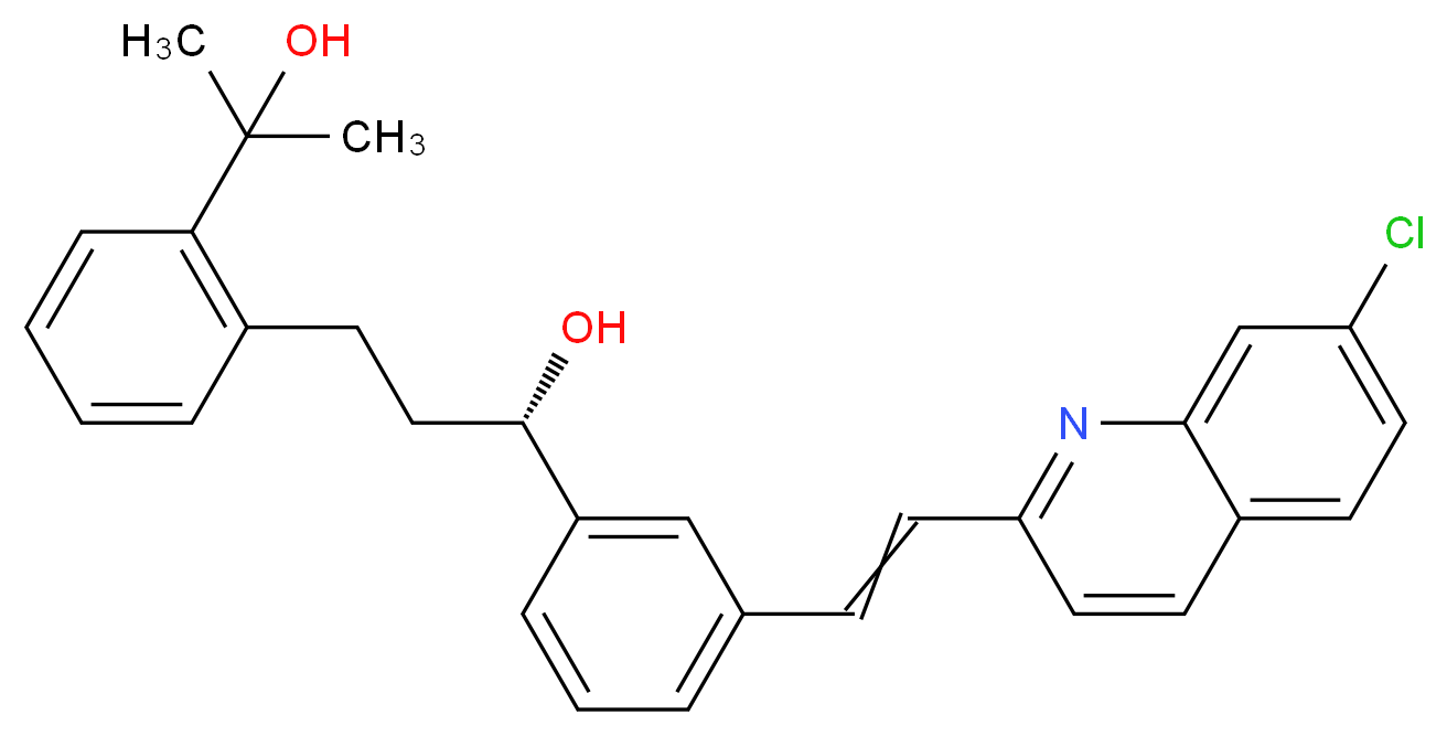 (1S)-1-{3-[2-(7-chloroquinolin-2-yl)ethenyl]phenyl}-3-[2-(2-hydroxypropan-2-yl)phenyl]propan-1-ol_分子结构_CAS_142569-70-8